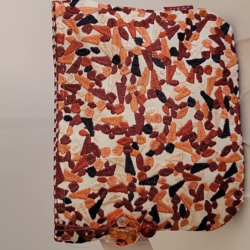 YVES DELORME TERRAZZO DESIGN PATTERNED POUCH.
